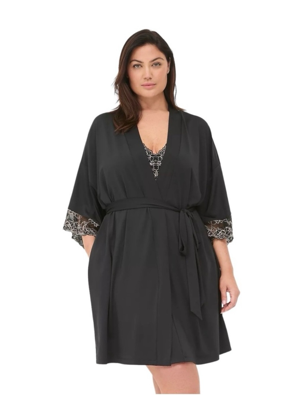 NWT Lane Bryant, Silk Lace-Trimmed Robe (Size 26/28)